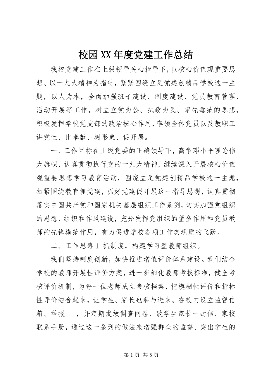 2023年校园度党建工作总结.docx_第1页