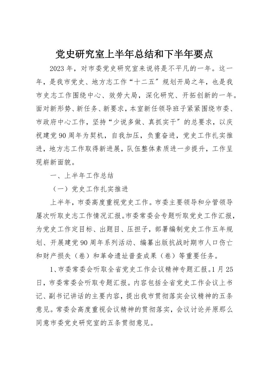 2023年党史研究室上半年总结和下半年要点.docx_第1页