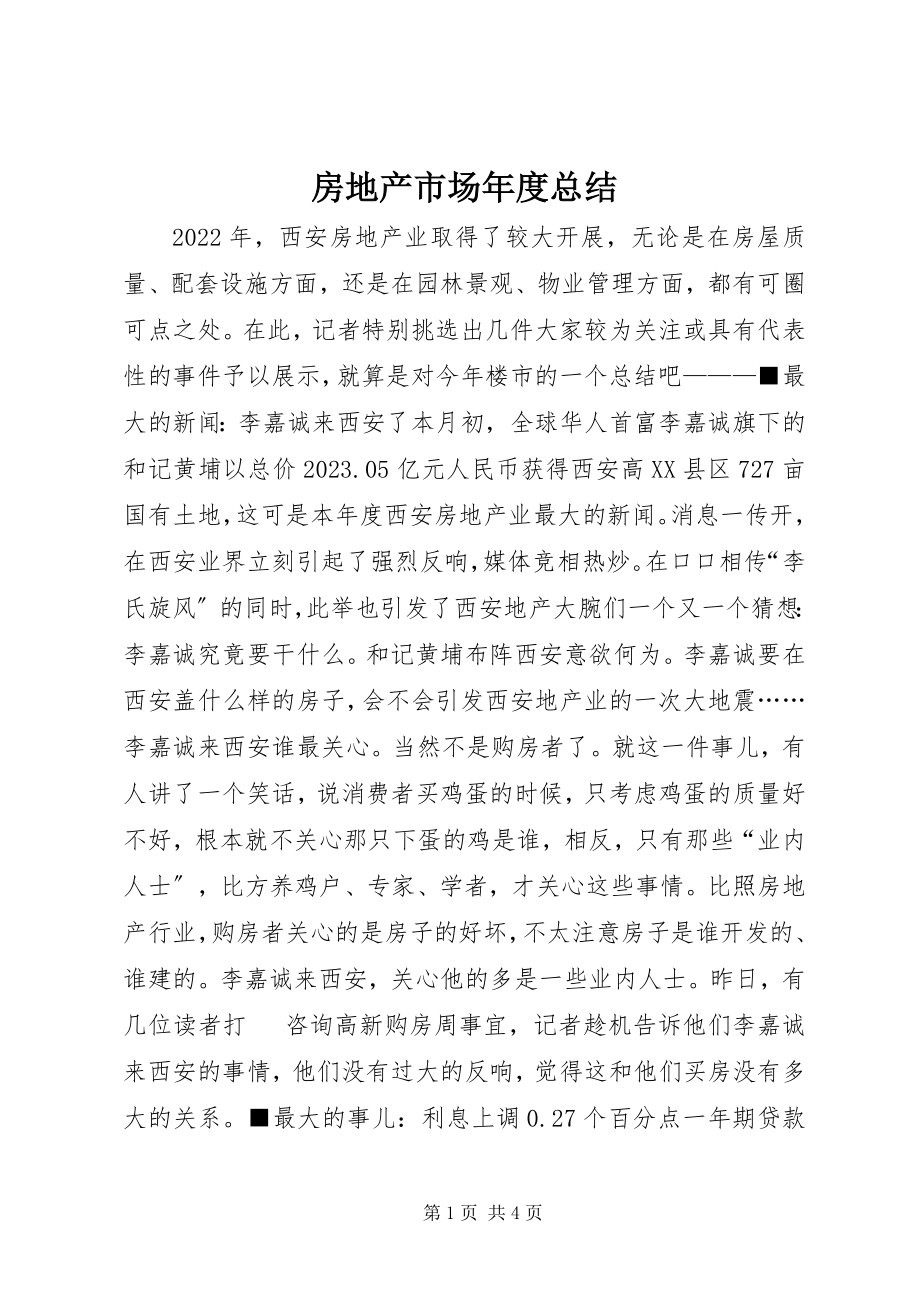 2023年房地产市场年度总结.docx_第1页