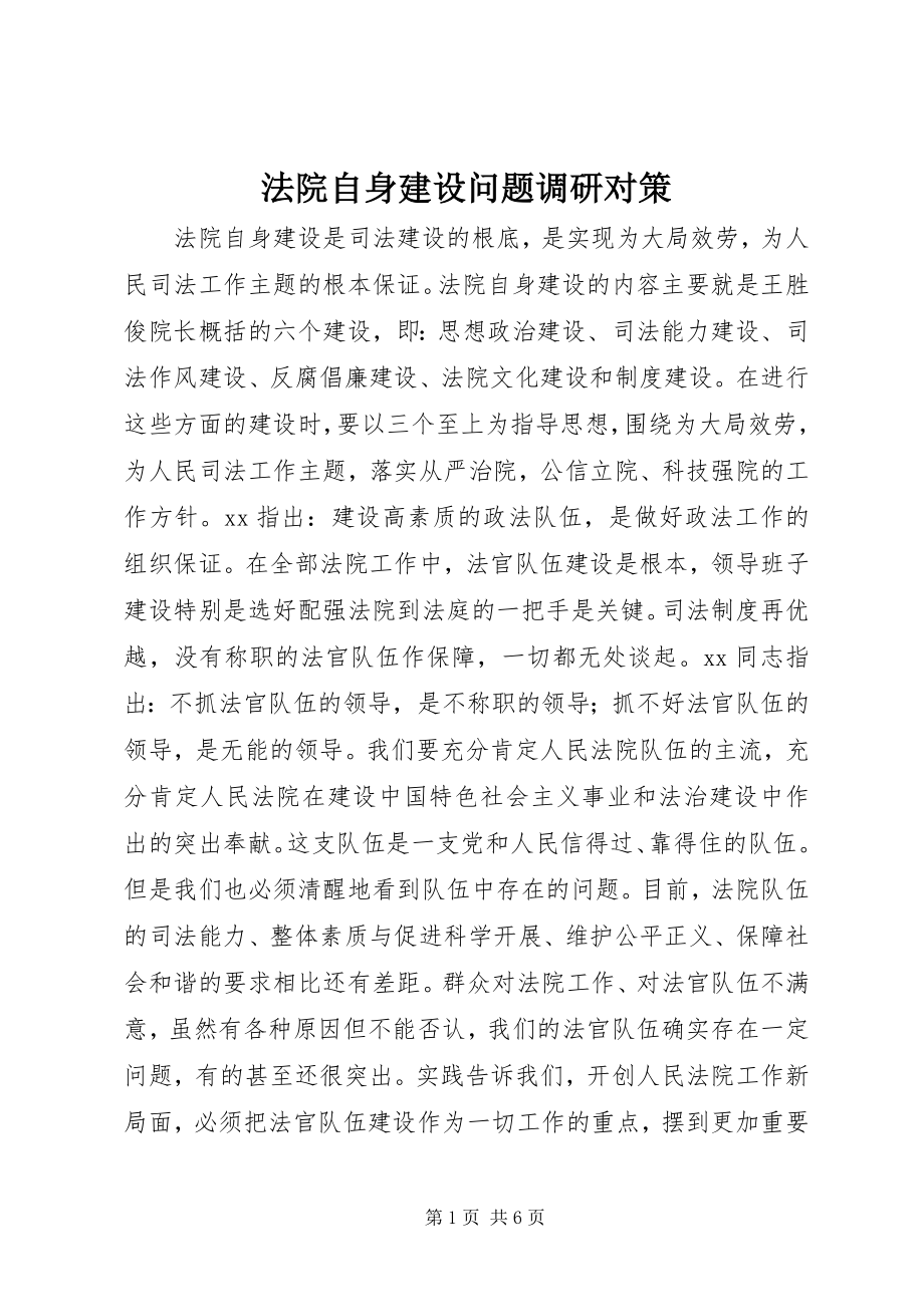 2023年法院自身建设问题调研对策.docx_第1页