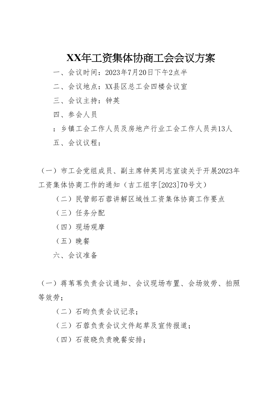 2023年工资集体协商工会会议方案.doc_第1页