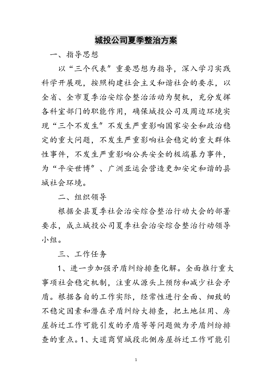 2023年城投公司夏季整治方案范文.doc_第1页