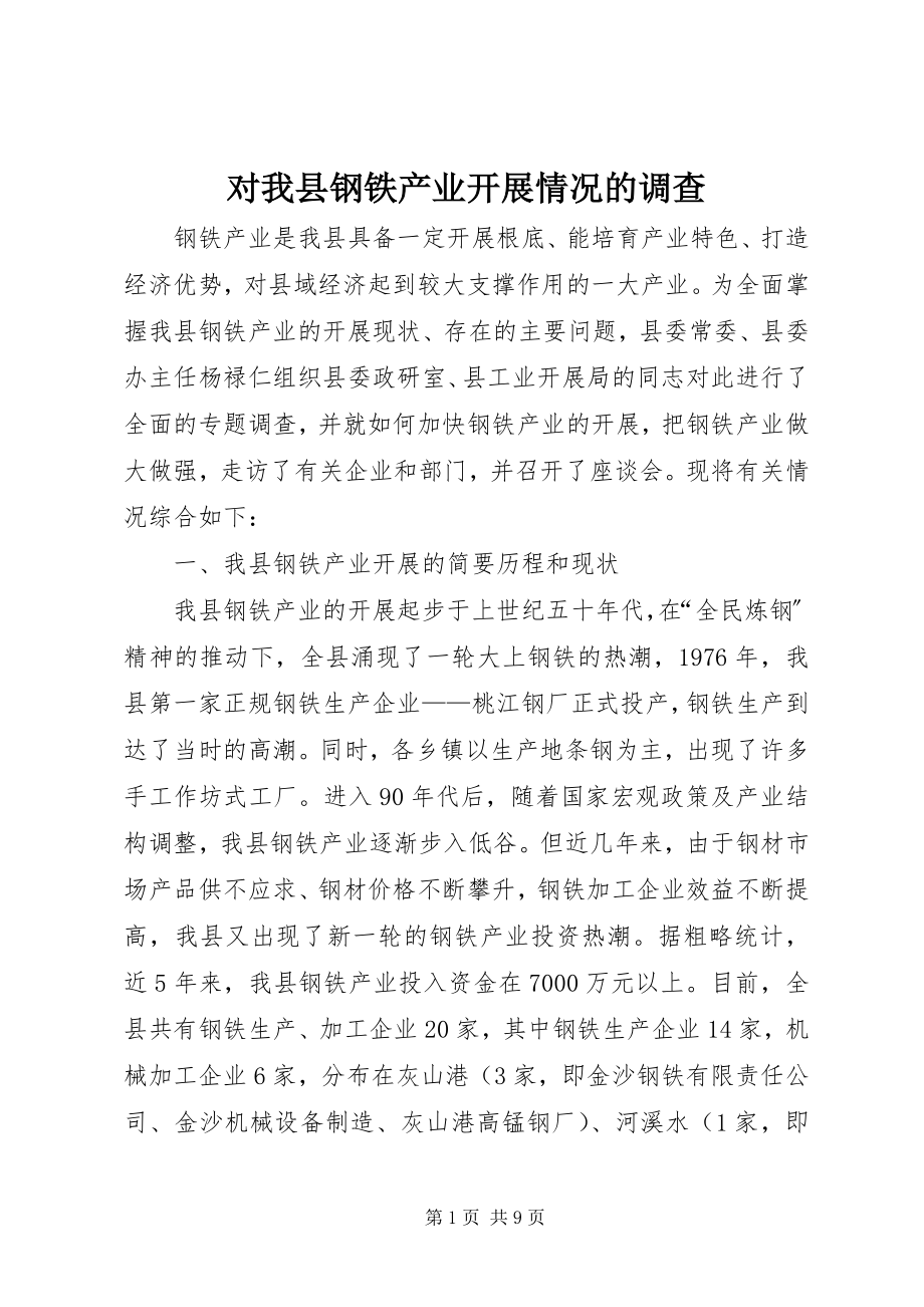 2023年对我县钢铁产业发展情况的调查.docx_第1页