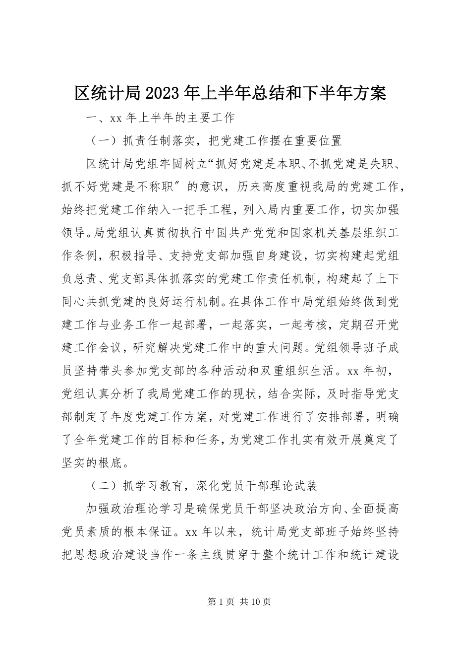 2023年区统计局上半年总结和下半年计划.docx_第1页