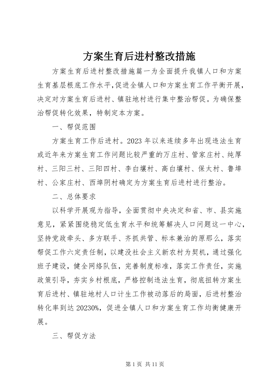 2023年计划生育后进村整改措施.docx_第1页