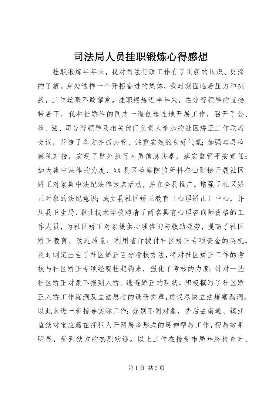 2023年司法局人员挂职锻炼心得感想.docx_第1页