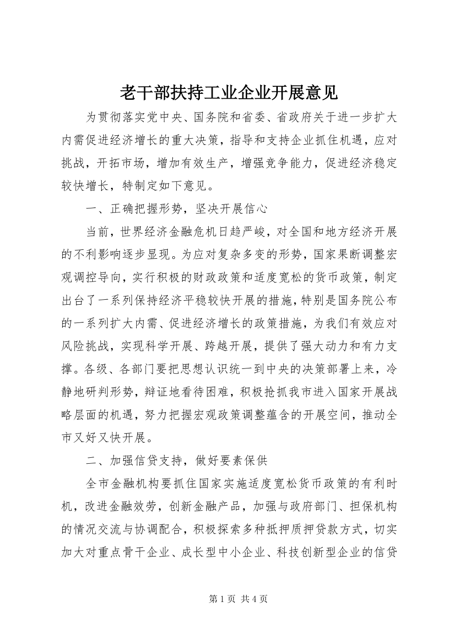 2023年老干部扶持工业企业发展意见.docx_第1页