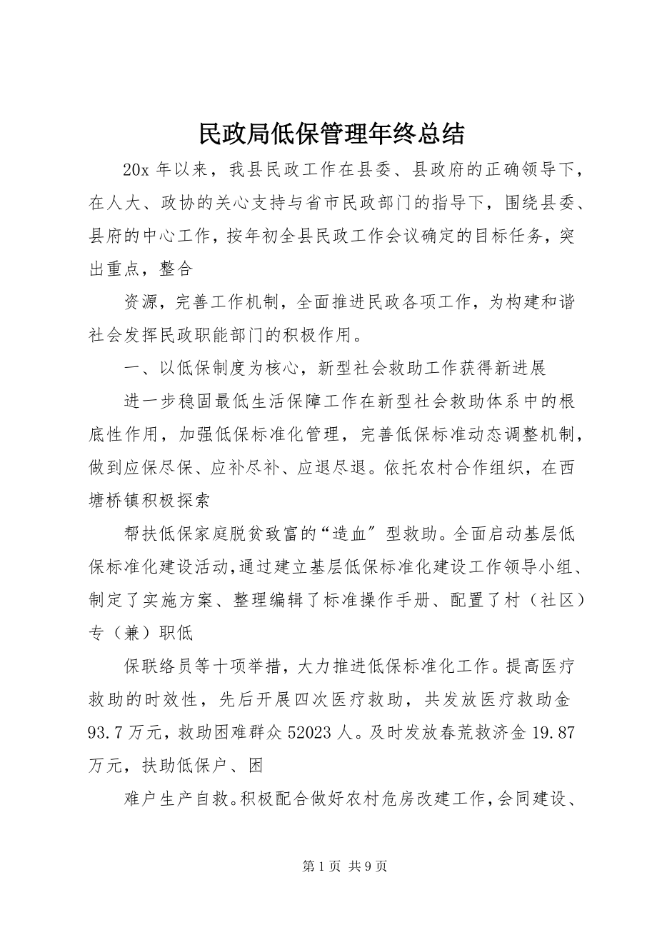 2023年民政局低保管理终总结.docx_第1页