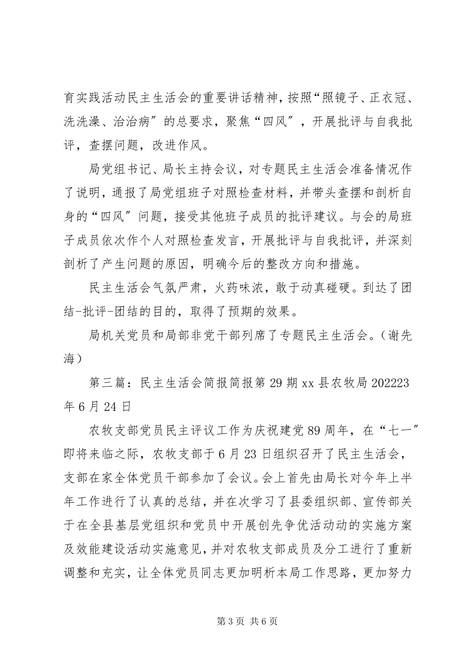 2023年民主生活会简报合集五篇.docx_第3页