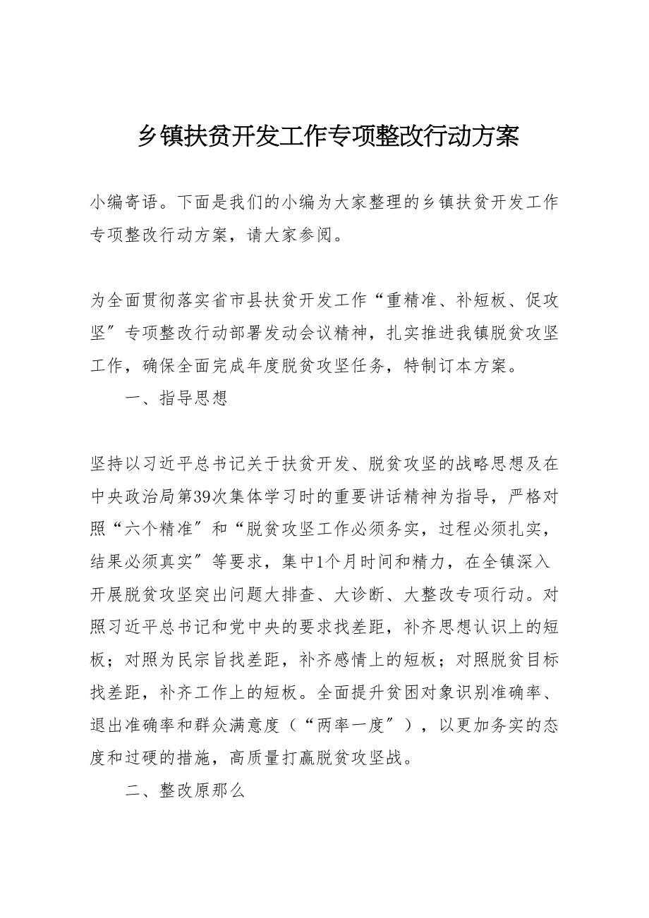 2023年乡镇扶贫开发工作专项整改行动方案 .doc_第1页