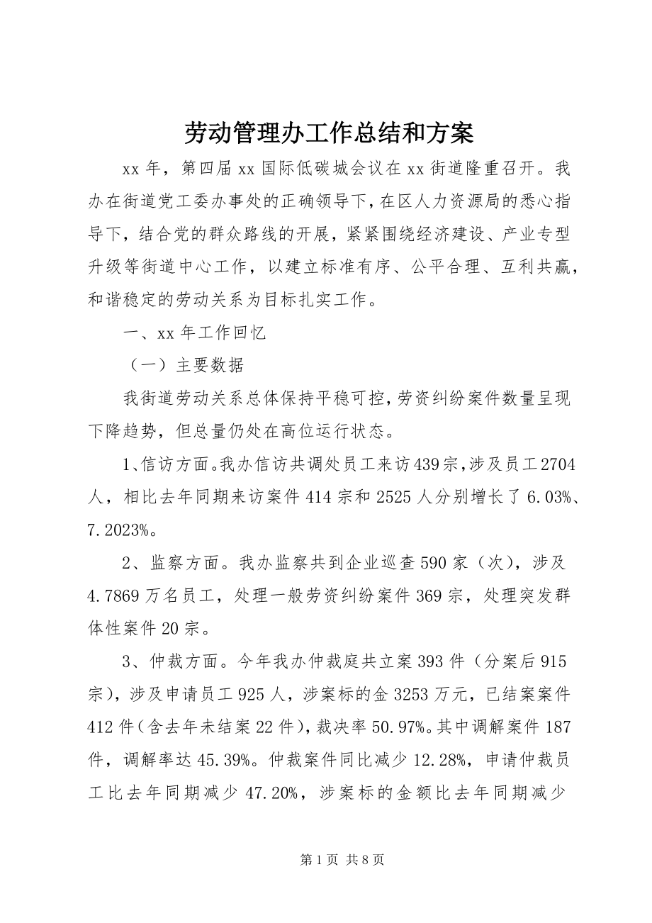 2023年劳动管理办工作总结和计划.docx_第1页