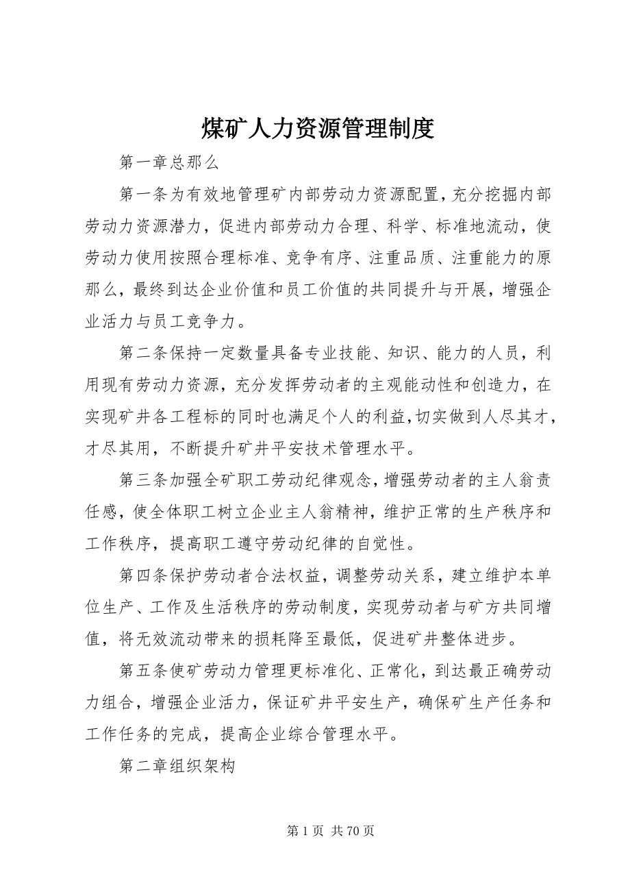 2023年煤矿人力资源管理制度.docx_第1页