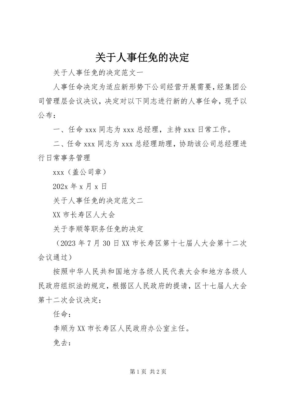 2023年人事任免的决定.docx_第1页