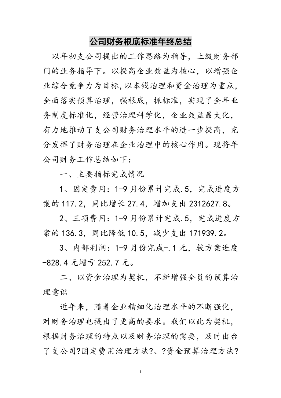 2023年公司财务基础规范年终总结范文.doc_第1页