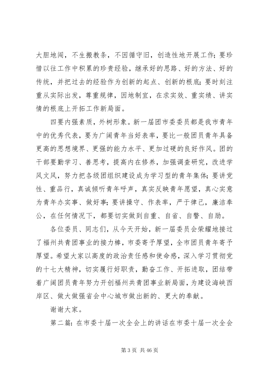 2023年王玲部长在共青团XX市委十六届一次全会上的致辞.docx_第3页