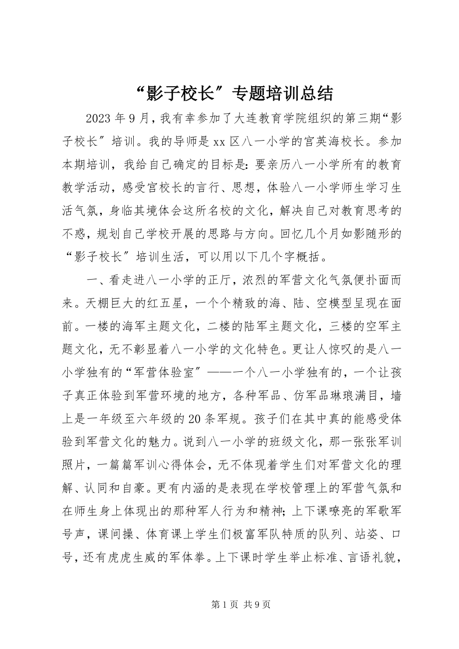 2023年影子校长专题培训总结.docx_第1页