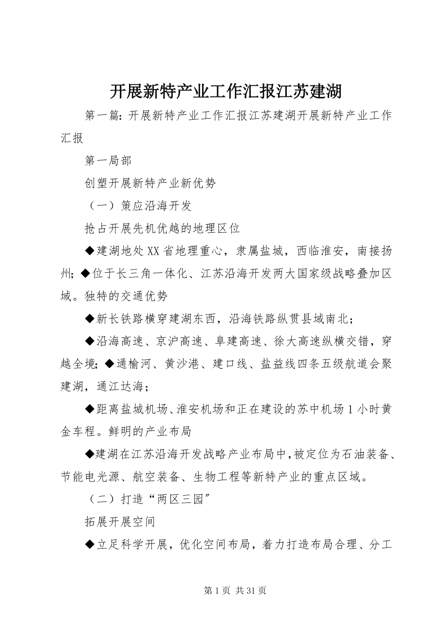 2023年发展新特产业工作汇报江苏建湖.docx_第1页