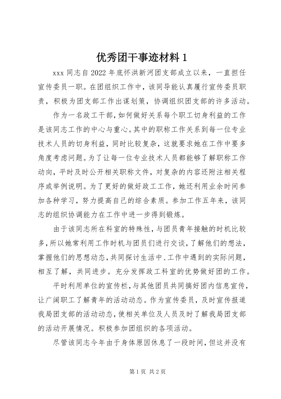 2023年优秀团干事迹材料1.docx_第1页