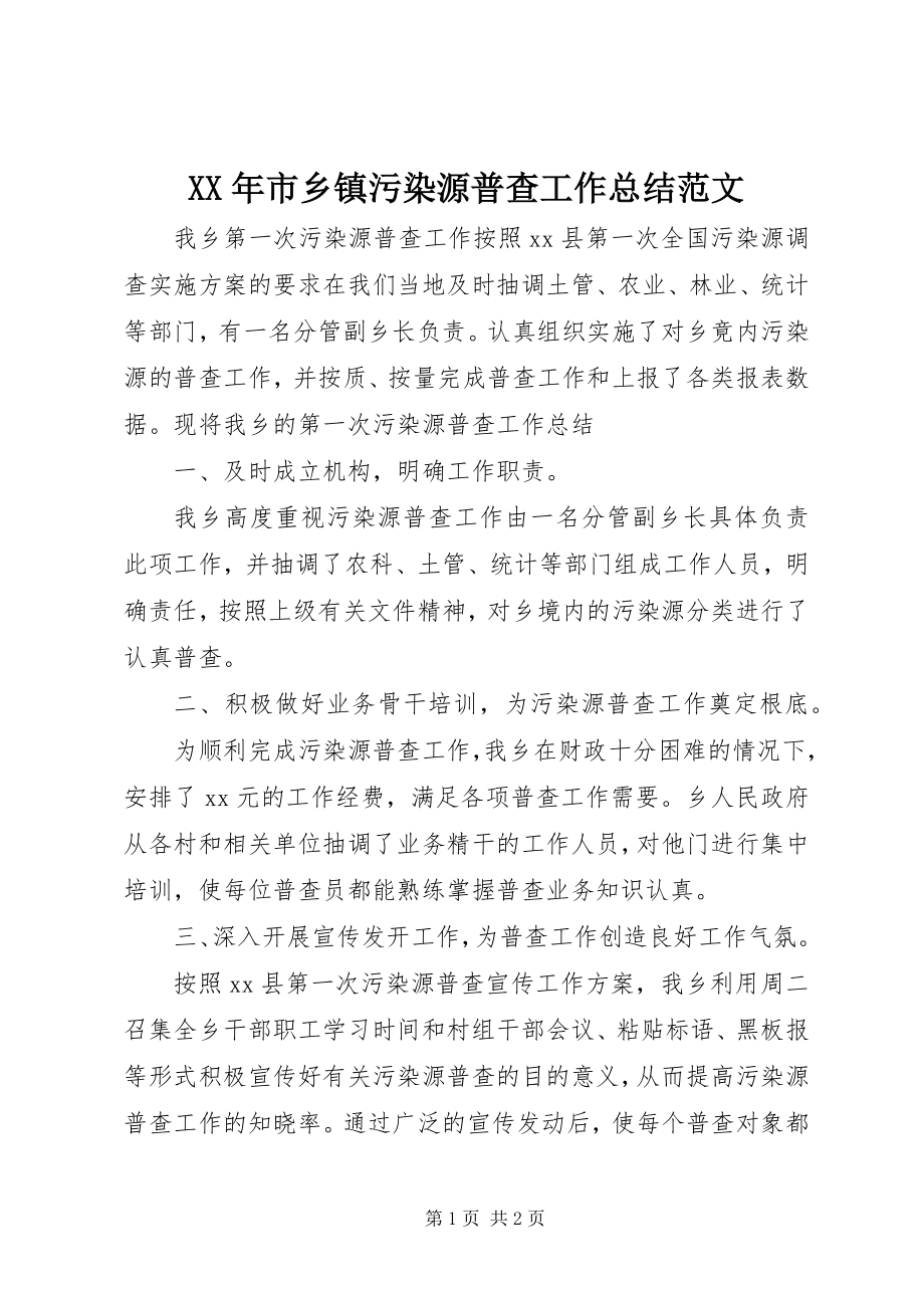 2023年市乡镇污染源普查工作总结.docx_第1页