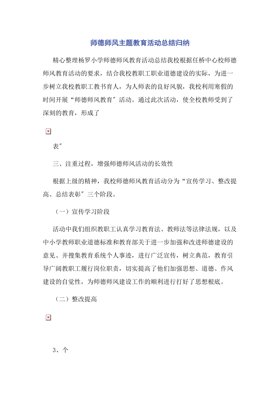 2023年师德师风主题教育活动总结归纳.docx_第1页