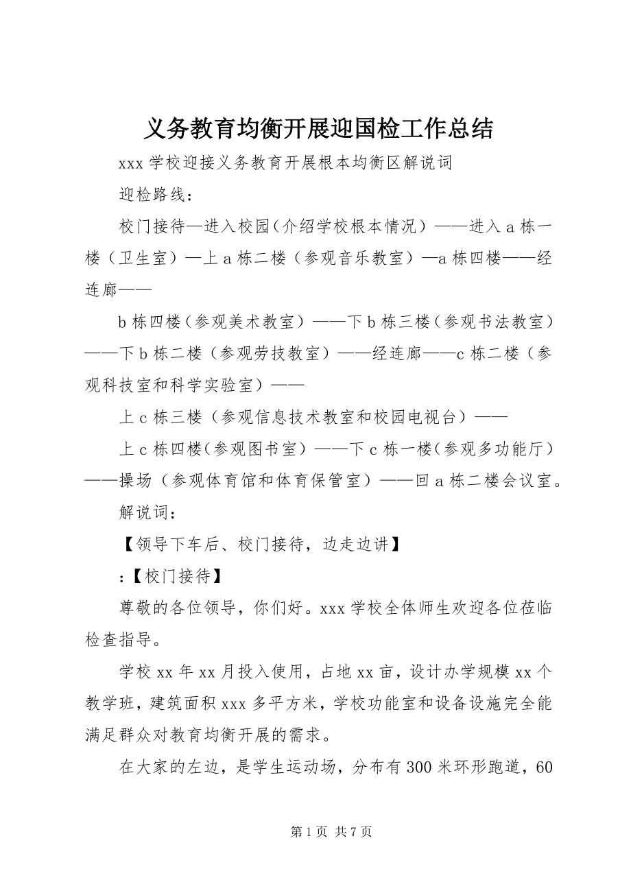 2023年义务教育均衡发展迎国检工作总结.docx_第1页