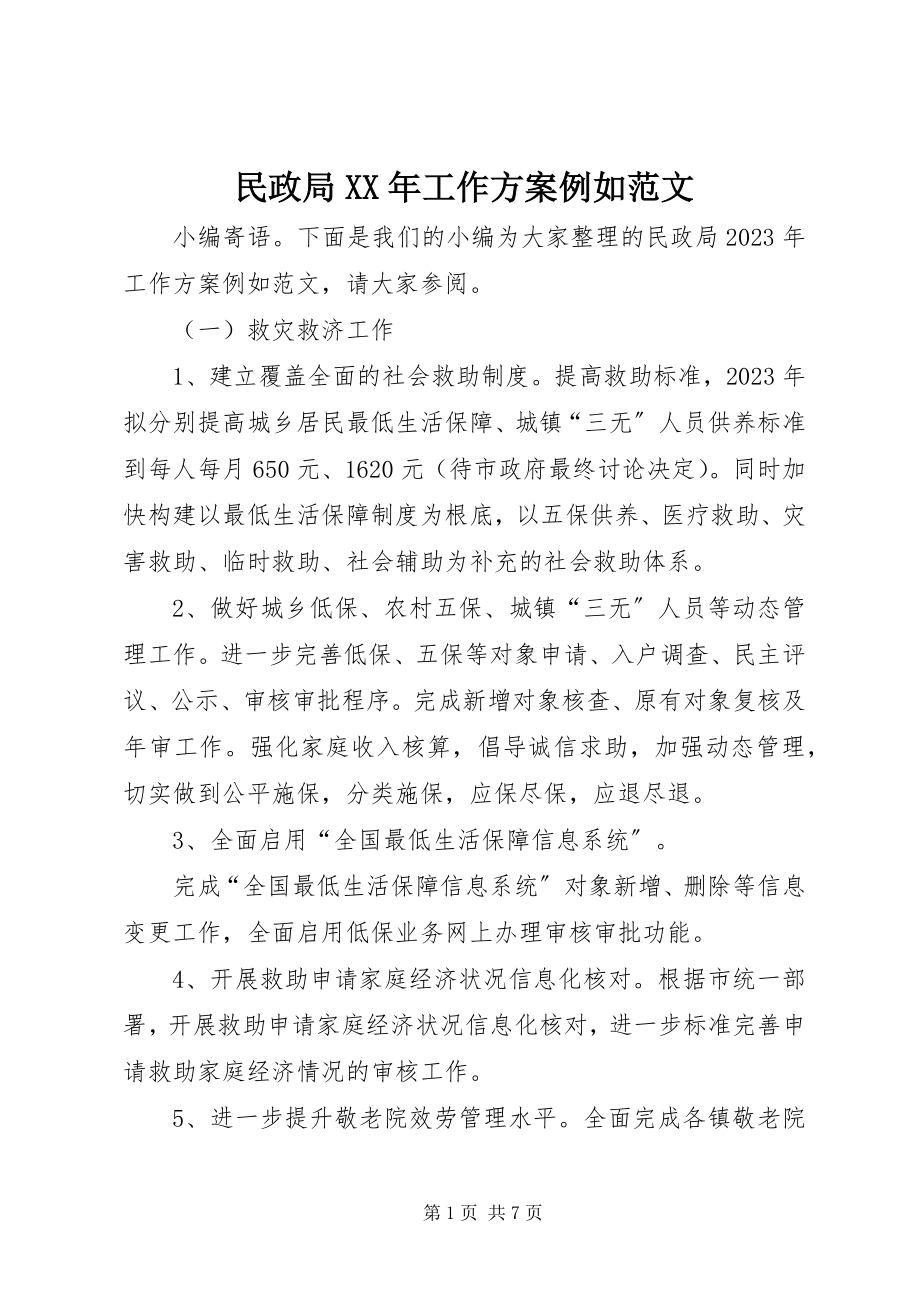 2023年民政局工作计划示例.docx_第1页