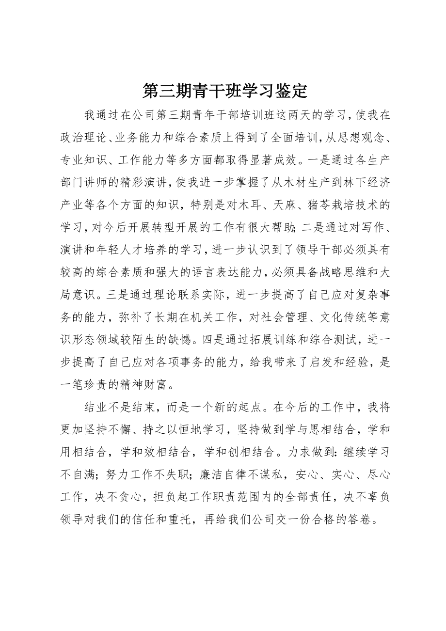 2023年第三期青干班学习鉴定新编.docx_第1页