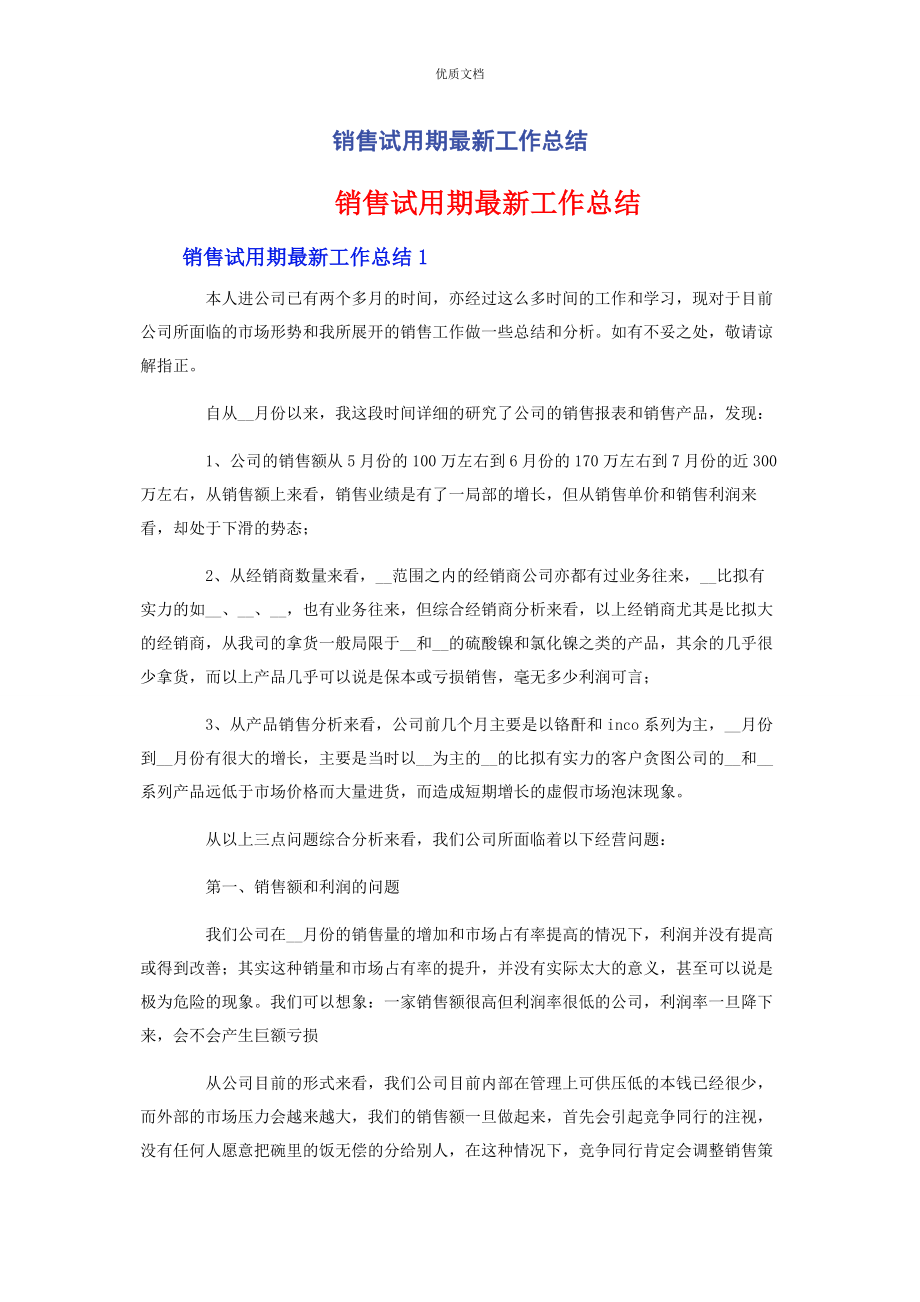 2023年销售试用期工作总结.docx_第1页