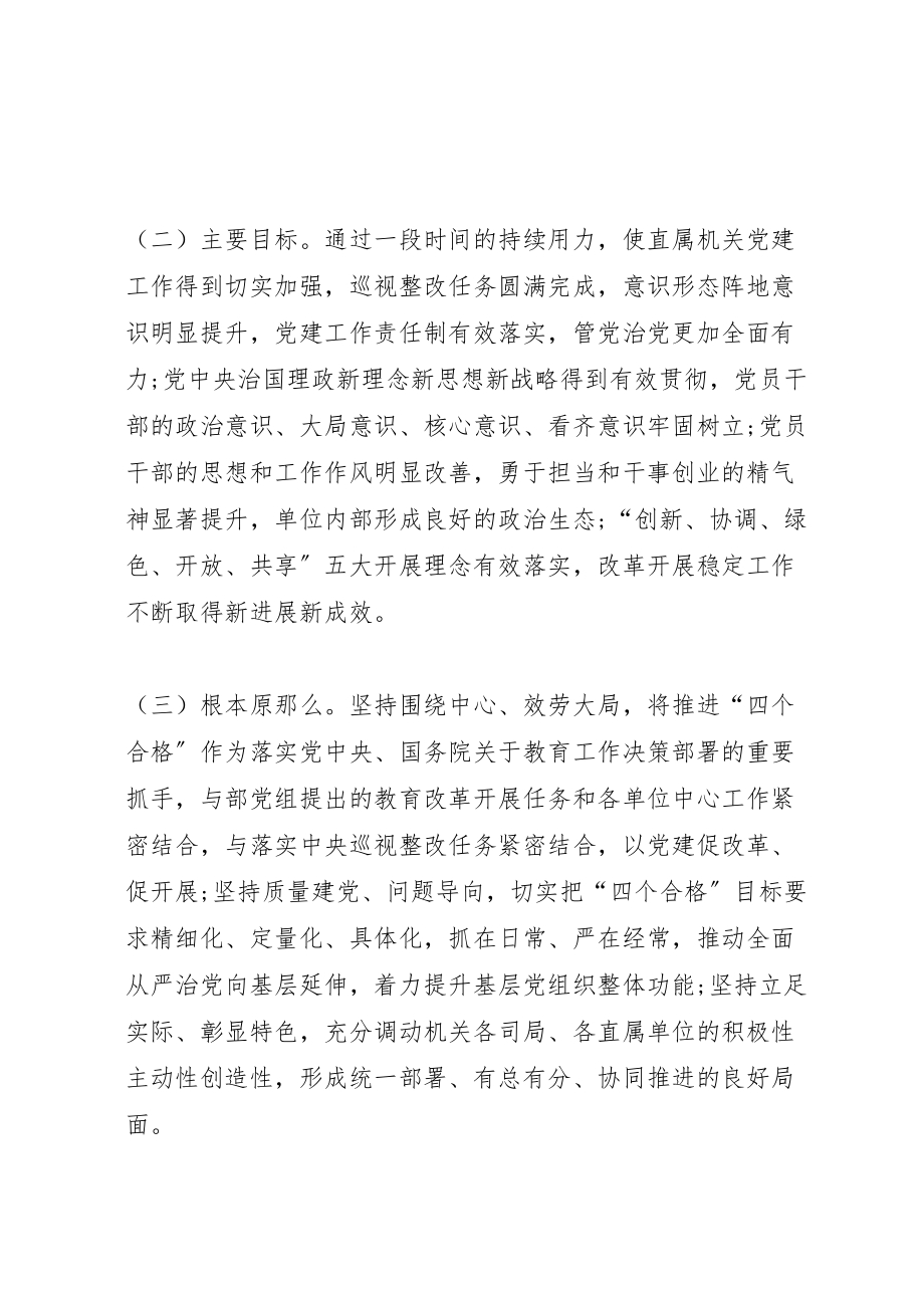 2023年以四个合格为目标要求深化两学一做学习教育加强直属机关党建工作的实施方案 .doc_第2页