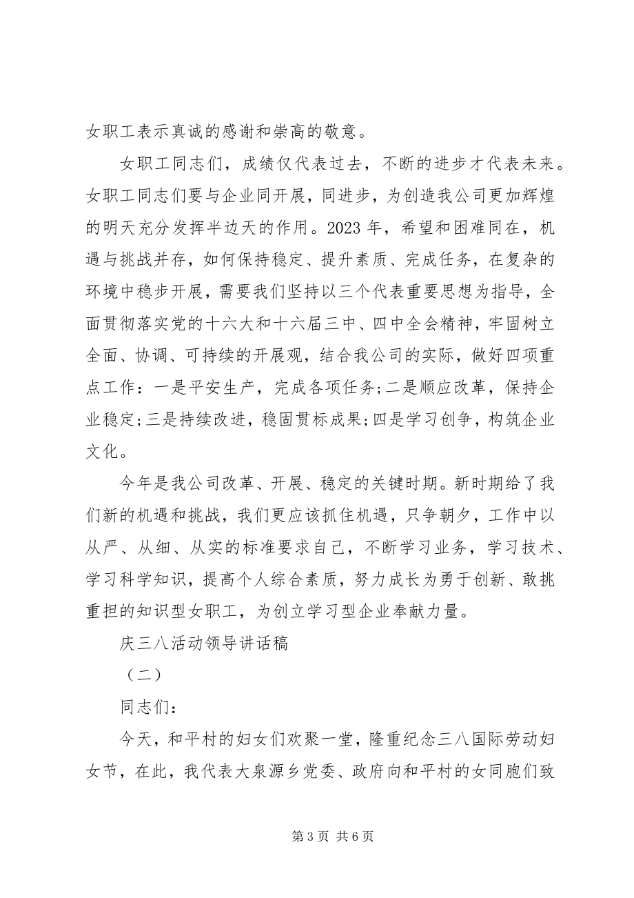 2023年庆三八活动领导致辞稿.docx_第3页