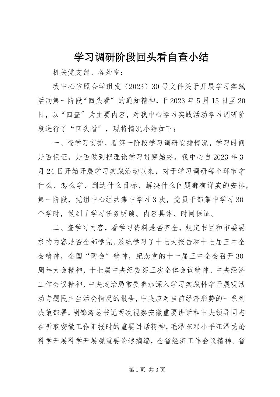 2023年学习调研阶段回头看自查小结.docx_第1页