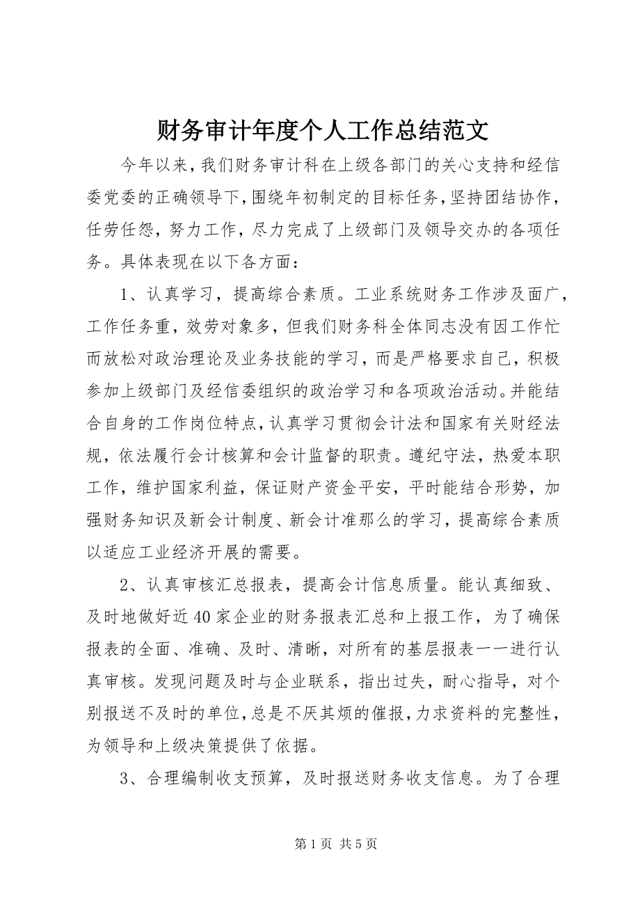 2023年财务审计年度个人工作总结.docx_第1页