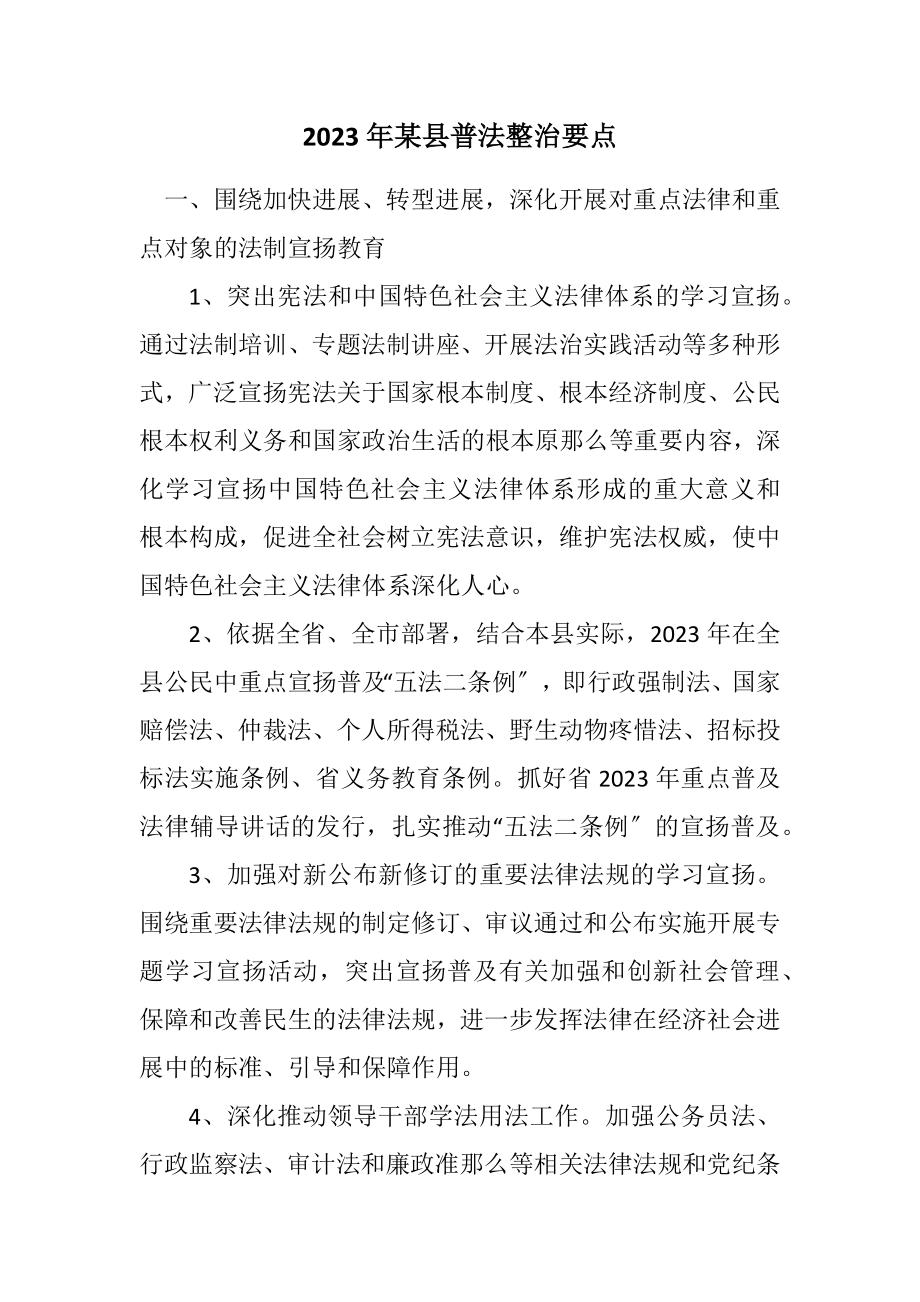 2023年某县普法整治要点.docx_第1页