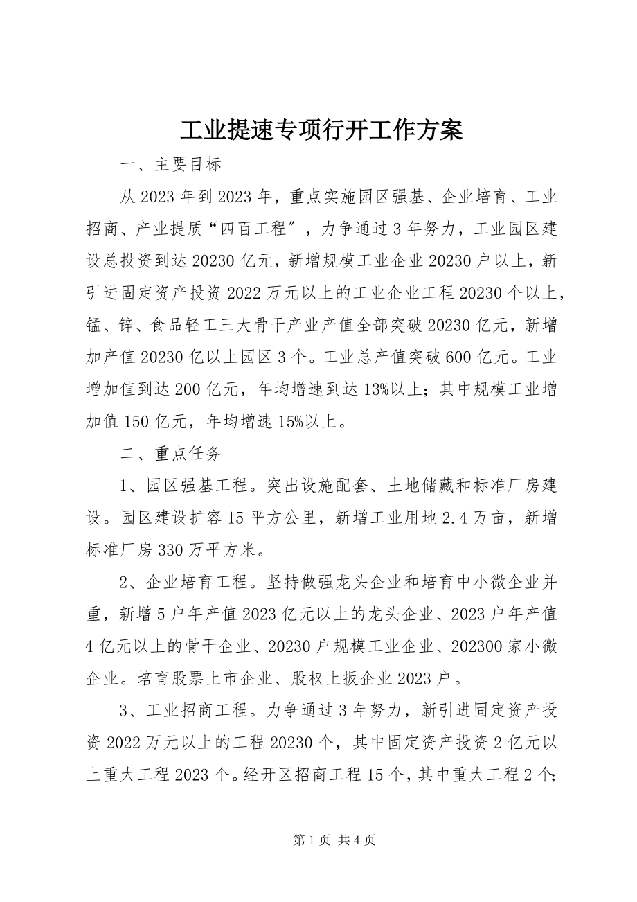 2023年工业提速专项行动工作计划.docx_第1页