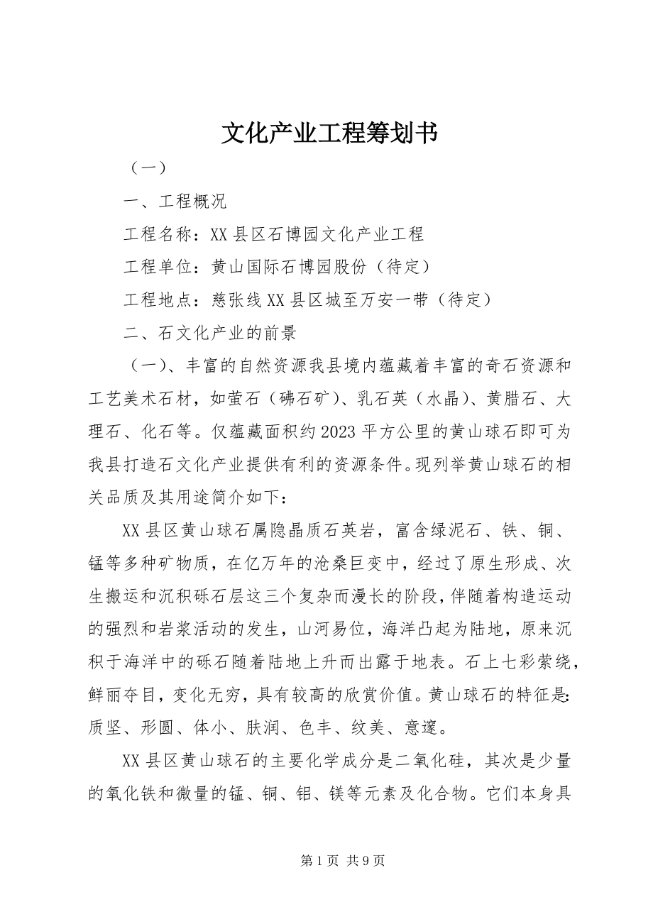 2023年文化产业项目策划书.docx_第1页