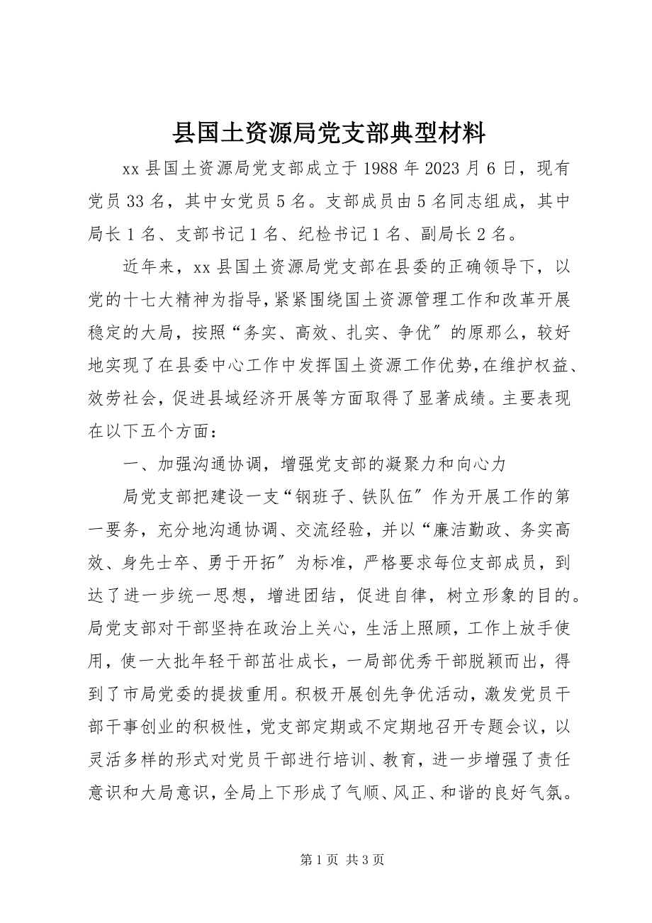 2023年县国土资源局党支部典型材料.docx_第1页