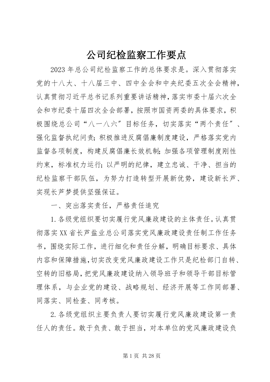 2023年公司纪检监察工作要点.docx_第1页