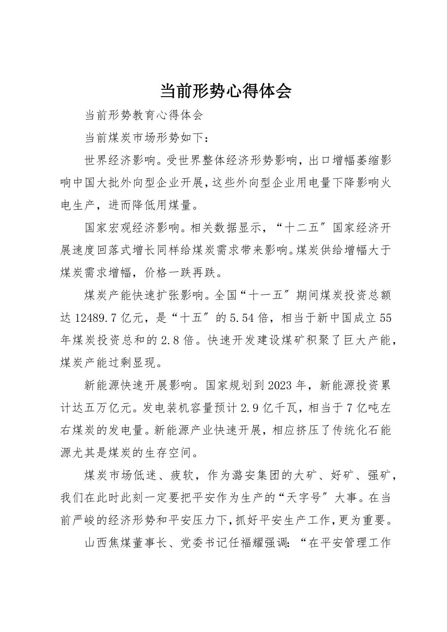 2023年当前形势心得体会新编.docx_第1页