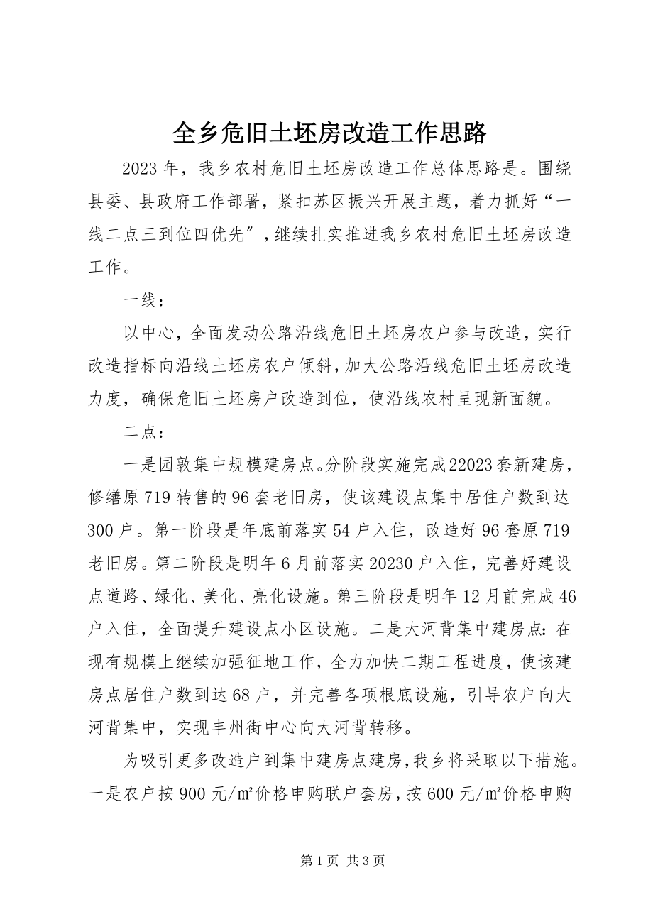 2023年全乡危旧土坯房改造工作思路.docx_第1页