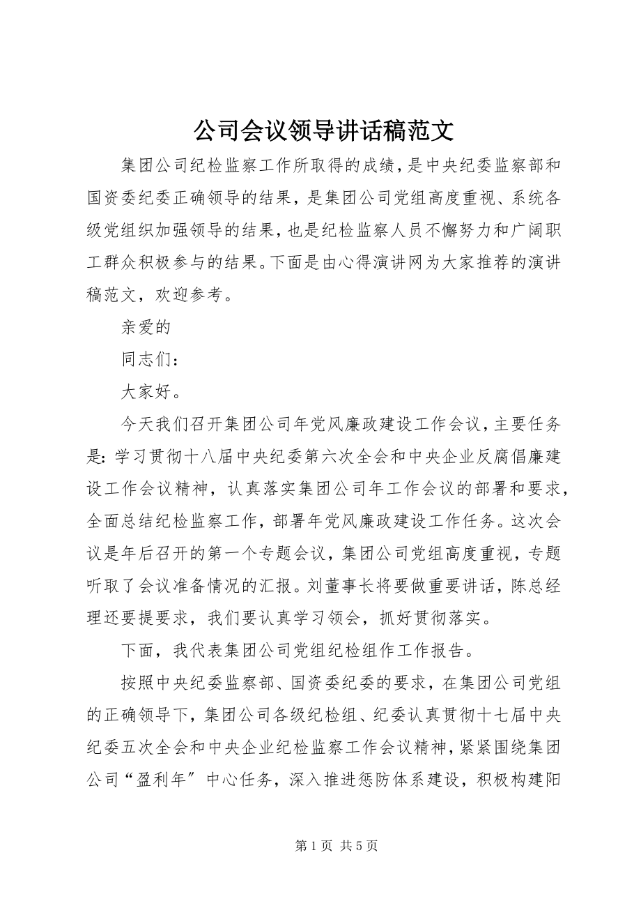 2023年公司会议领导致辞稿2.docx_第1页