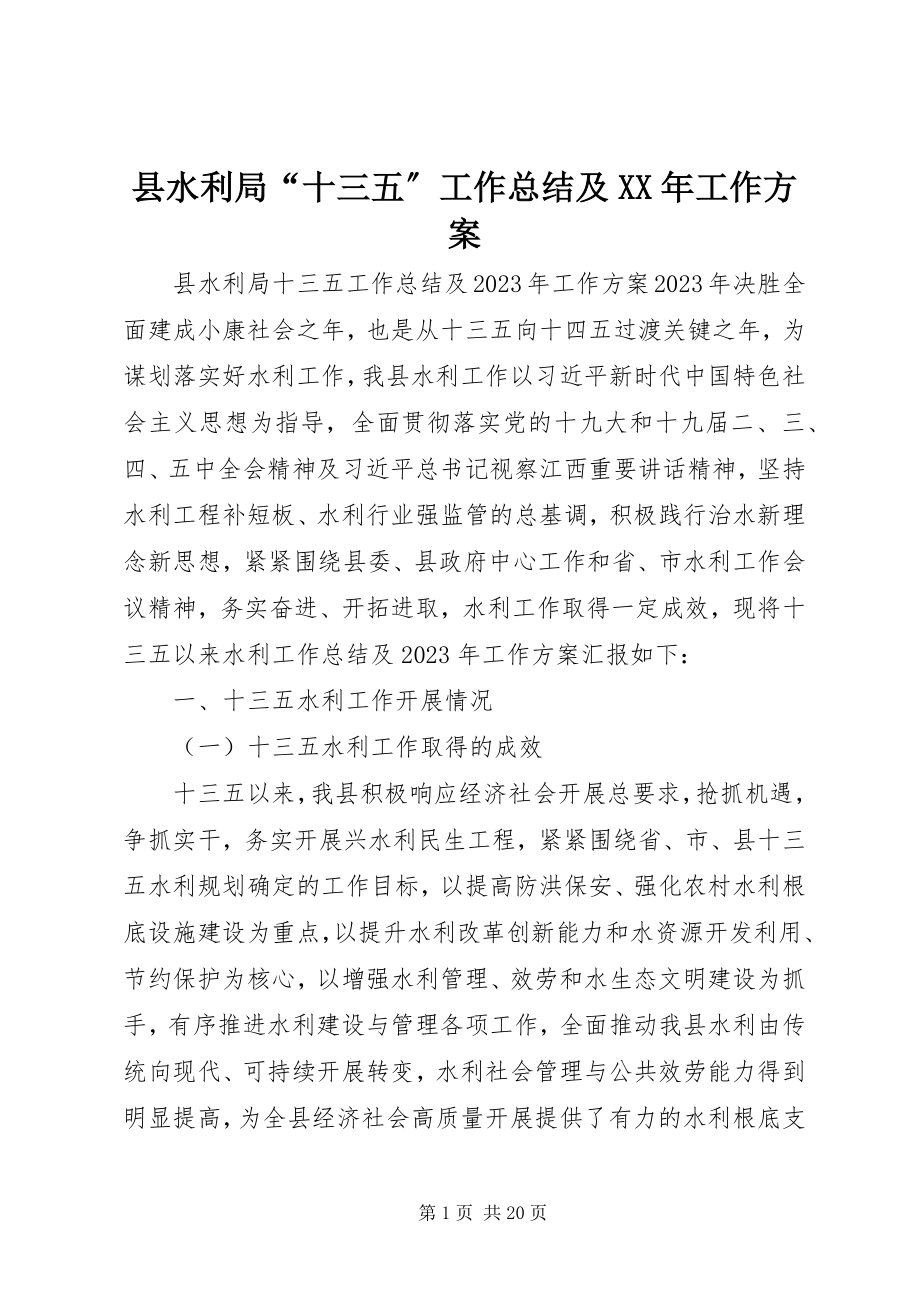 2023年县水利局“十三五”工作总结及工作计划.docx_第1页