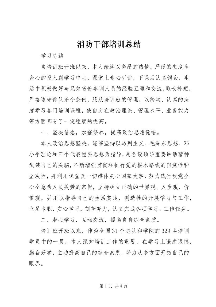 2023年消防干部培训总结.docx_第1页