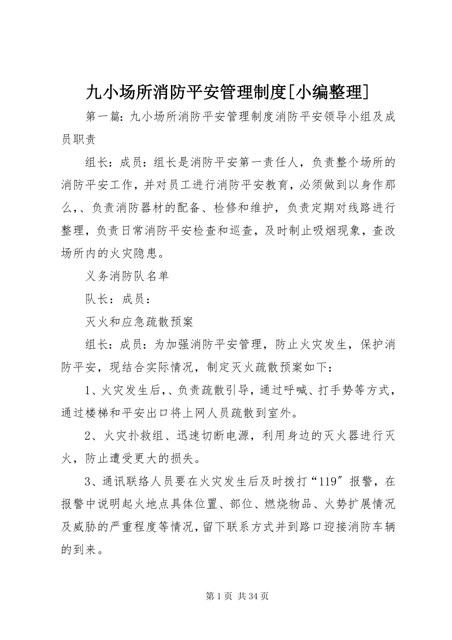 2023年九小场所消防安全管理制度[小编整理.docx_第1页