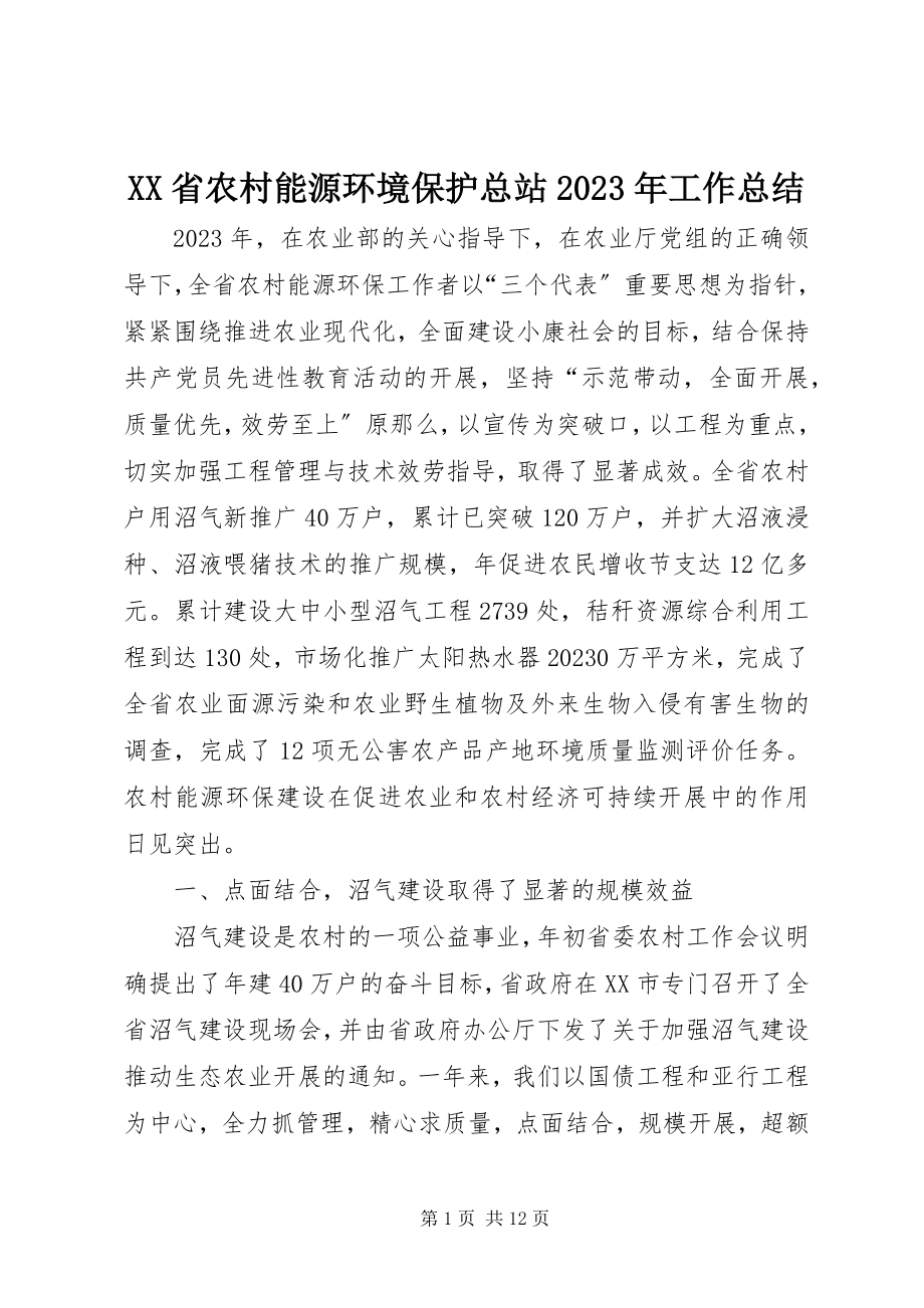 2023年XX省农村能源环境保护总站工作总结新编.docx_第1页