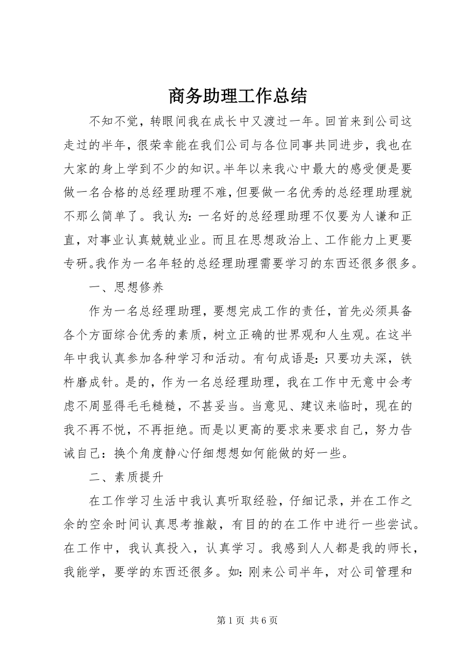 2023年商务助理工作总结.docx_第1页