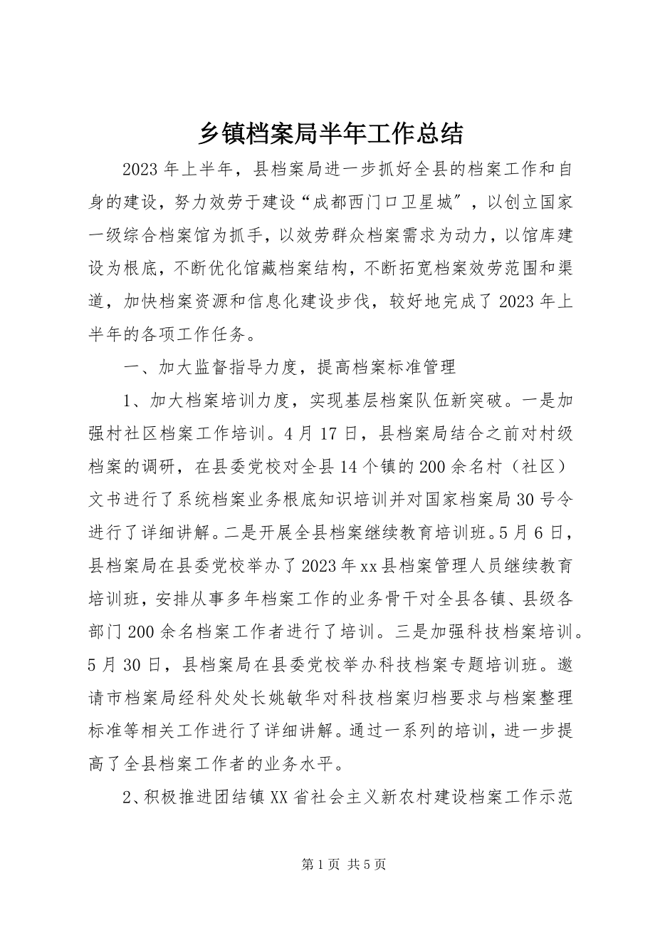 2023年乡镇档案局半年工作总结.docx_第1页