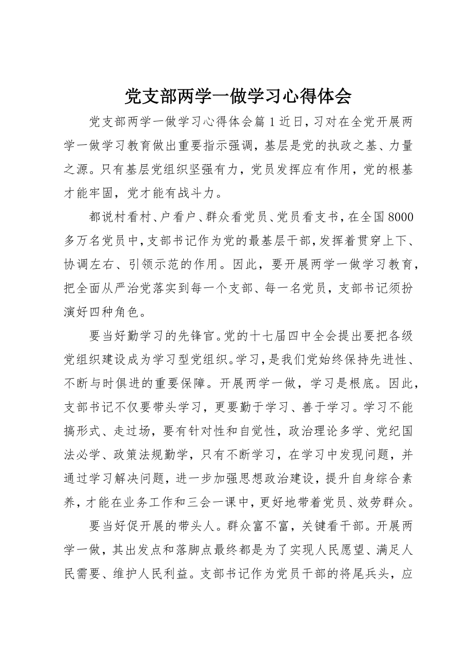 2023年党支部两学一做学习心得体会.docx_第1页