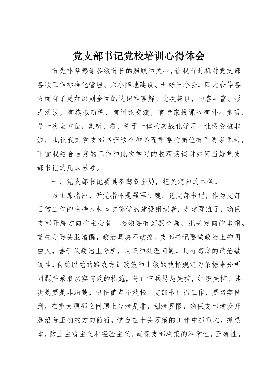 2023年党支部书记党校培训心得体会.docx_第1页