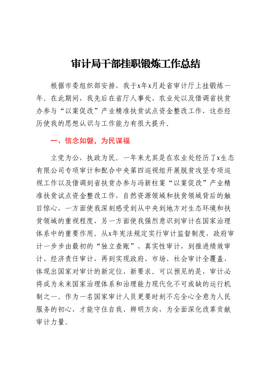 审计局干部挂职锻炼工作总结 .docx_第1页