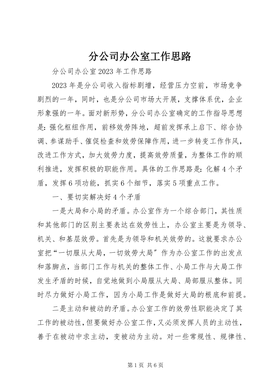 2023年分公司办公室工作思路.docx_第1页